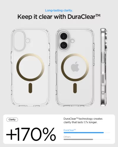 Spigen Ultra Hybrid MagFit Apple iPhone 17 tok, MagSafe, Clear Gold, átlátszó-arany