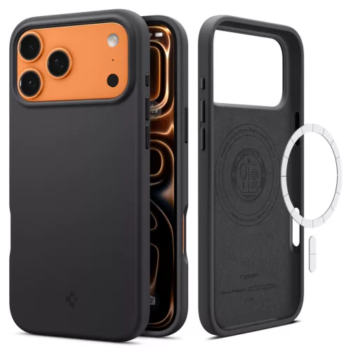 Spigen Silicone Fit Magfit Apple iPhone 17 Pro Max / 18 Pro Max tok, MagSafe, Black, fekete