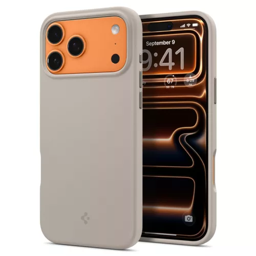Spigen Silicone Fit Magfit Apple iPhone 17 Pro / 18 Pro tok, MagSafe, Stone, szürke