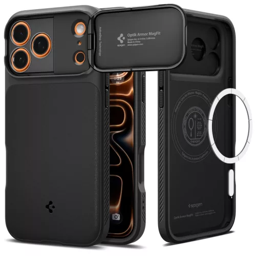 Spigen Optik Armor MagFit Apple iPhone 17 Pro Max tok, MagSafe, Black, fekete
