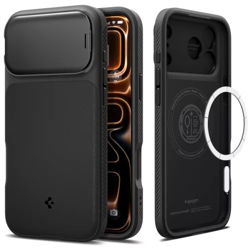 Spigen Optik Armor MagFit Apple iPhone 17 Pro Max / 18 Pro Max tok, MagSafe, Black, fekete