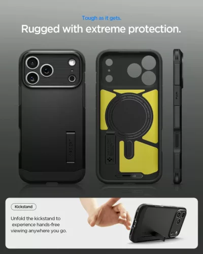 Spigen Tough Armor MagFit Apple iPhone 17 Pro Max / 18 Pro Max tok, MagSafe, Gunmetal, szürke