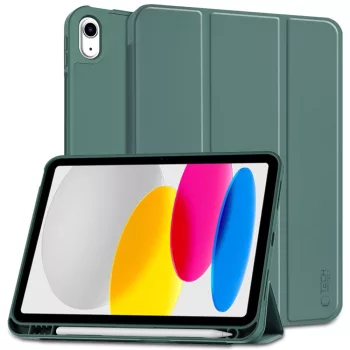  Tech-Protect Sc Pen Apple iPad 11 2025 / iPad 10.9 2022 oldalra nyíló, kitámasztható mappa tok ceruza tartóval, zöld