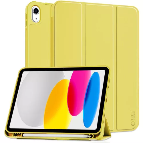 Tech-Protect Sc Pen Apple iPad 11 2025 / iPad 10.9 2022 oldalra nyíló, kitámasztható mappa tok ceruza tartóval, sárga
