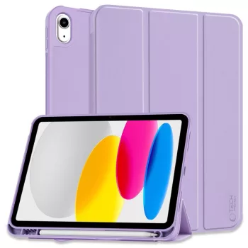   Tech-Protect Sc Pen Apple iPad 11 2025 / iPad 10.9 2022 oldalra nyíló, kitámasztható mappa tok ceruza tartóval, lila