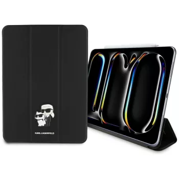   Karl Lagerfeld Saffiano Magnetic Karl &Choupette Apple iPad Pro 11 2024 / 2025 kihajtható tok, Mágneses, fekete