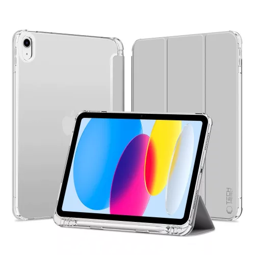 Tech-Protect Sc Pen Hybrid Apple iPad 11 2025 / 10.9 2022 oldalra nyíló, kitámasztható mappa tok ceruza tartóval, szürke