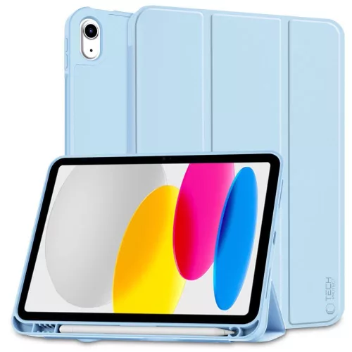 Tech-Protect Sc Pen Apple iPad 11 2025 / 10.9 2022 oldalra nyíló, kitámasztható mappa tok ceruza tartóval, világoskék