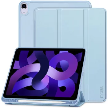   Tech-Protect Sc Pen Apple Air 11 (2024 / 2025) / iPad Air 4 / 5 (2020 / 2022) oldalra nyíló, kitámasztható mappa tok ceruza tartóval, világoskék
