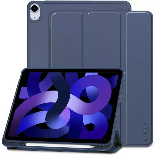 Tech-Protect Sc Pen Apple Air 11 (2024 / 2025) / iPad Air 4 / 5 (2020 / 2022) oldalra nyíló, kitámasztható mappa tok ceruza tartóval, kék
