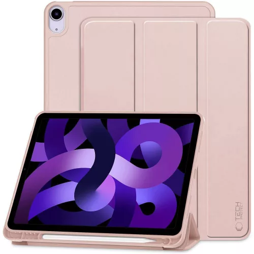 Tech-Protect Sc Pen Apple Air 11 (2024 / 2025) / iPad Air 4 / 5 (2020 / 2022) oldalra nyíló, kitámasztható mappa tok ceruza tartóval, rózsaszín