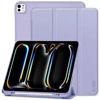   Tech-Protect Sc Pen Apple iPad Pro 13 2024 / 2025 oldalra nyíló, kitámasztható mappa tok ceruza tartóval, lila