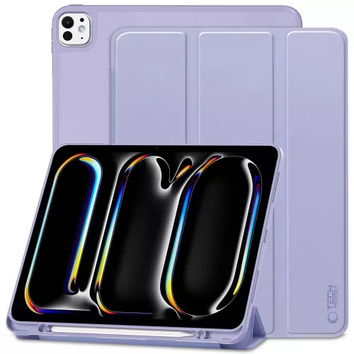 Tech-Protect Sc Pen Apple iPad Pro 13 2024 / 2025 oldalra nyíló, kitámasztható mappa tok ceruza tartóval, lila