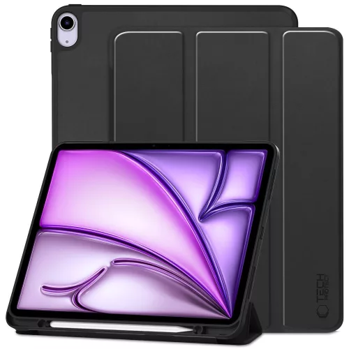Tech-Protect Sc Pen Apple iPad Air 13 (2024 / 2025) oldalra nyíló, kitámasztható mappa tok ceruza tartóval, fekete