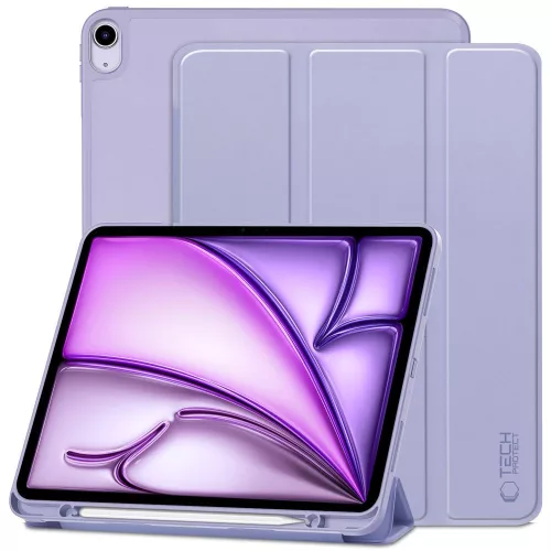 Tech-Protect Sc Pen Apple iPad Air 13 (2024 / 2025) oldalra nyíló, kitámasztható mappa tok ceruza tartóval, lila