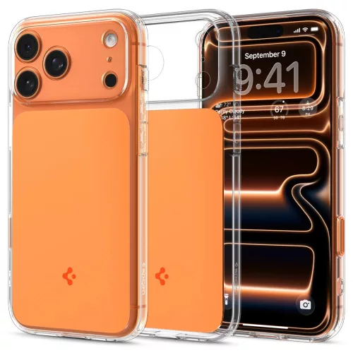 Spigen Ultra Hybrid T MagFit Apple iPhone 17 Pro Max tok, MagSafe, Glossy Orange, narancs