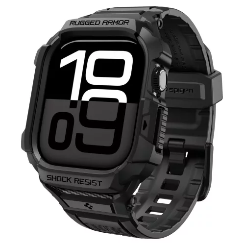 Spigen Rugged Armor Pro 2 Apple Watch 10-11 (42 mm) szíj / tok, Matte Black, fekete