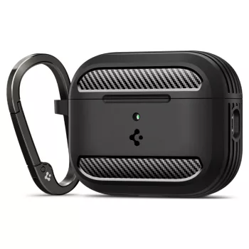   Spigen Rugged Armor Apple AirPods Pro 3 tok, karabinerrel, Matte Black, fekete