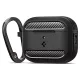 Spigen Rugged Armor Apple AirPods Pro 3 tok, karabinerrel, Matte Black, fekete