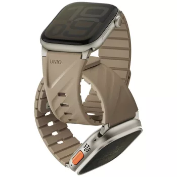   Uniq Fluo Apple Watch 40/41/42/44/45/46/49mm mágneses szíj, bézs