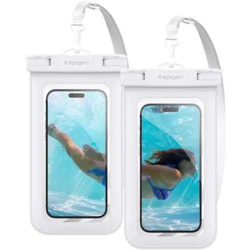 Spigen Aqua Shield A601 univerzális vízálló tok, fehér, 2 db / csomag