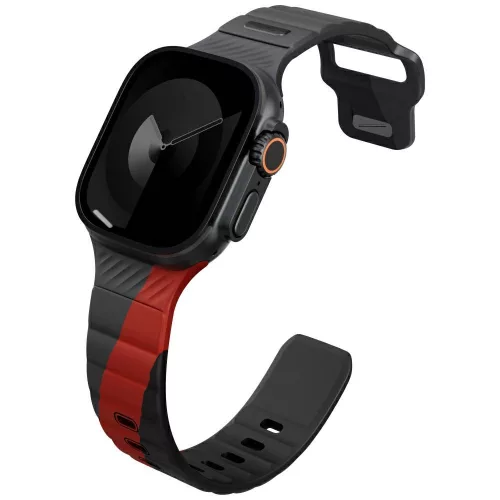 Uniq Stride De Rubber Apple Watch 44/45/46/49mm gumis szilikon szíj, fekete-piros