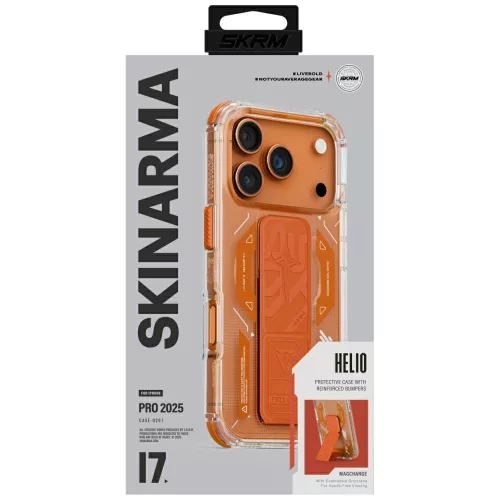 Skinarma Helio Apple iPhone 17 / 18 Pro Max mágneses tok kitámasztóval, narancs
