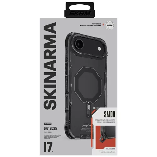 Skinarma Saido Apple iPhone 17 Air (2025) mágneses tok, Magsafe kompatibilis, fekete
