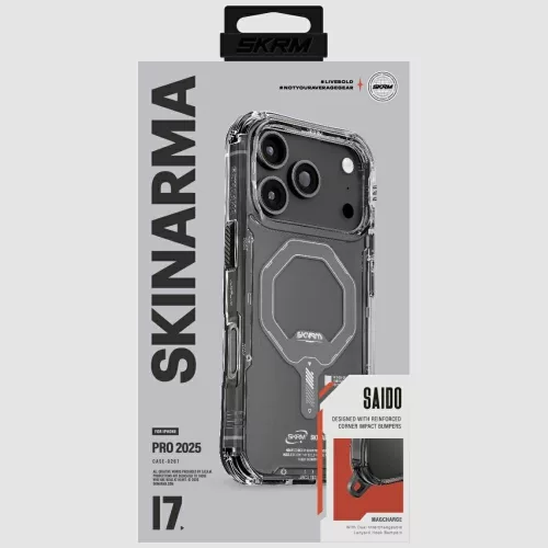 Skinarma Saido Apple iPhone 17 Pro / 18 Pro mágneses tok, Magsafe kompatibilis, fekete