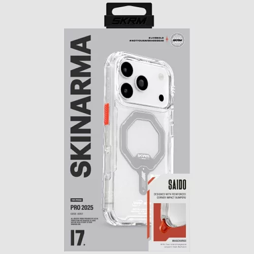 Skinarma Saido Apple iPhone 17 Pro Max / 18 Pro Max mágneses tok, Magsafe kompatibilis, átlátszó