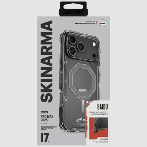Skinarma Saido Apple iPhone 17 Pro Max / 18 Pro Max mágneses tok, Magsafe kompatibilis, szürke