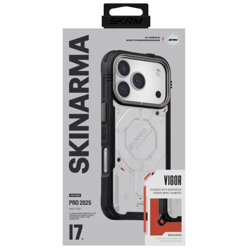 Skinarma Vigor Apple iPhone 17 Pro / 18 Pro mágneses tok, Magsafe kompatibilis, világos szürke