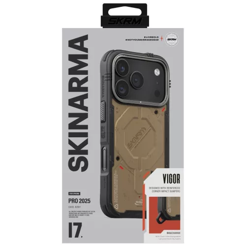 Skinarma Vigor Apple iPhone 17 Pro / 18 Pro mágneses tok, Magsafe kompatibilis, barna