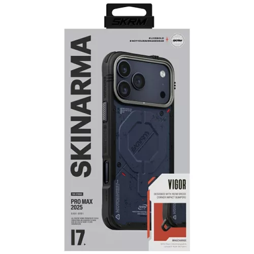 Skinarma Vigor Apple iPhone 17 Pro / 18 Pro mágneses tok, Magsafe kompatibilis, kék