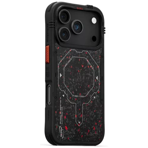 Skinarma Vektor Apple iPhone 17 Pro Max / 18 Pro Max mágneses tok, Magsafe kompatibilis, fekete-piros