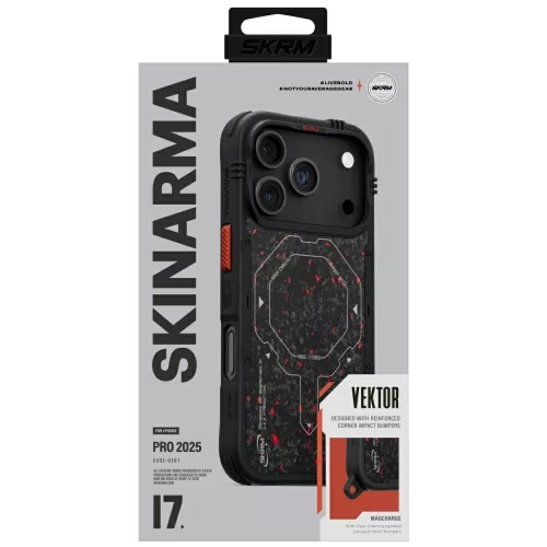 Skinarma Vektor Apple iPhone 17 Pro Max / 18 Pro Max mágneses tok, Magsafe kompatibilis, fekete-piros