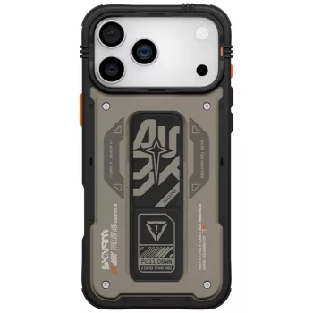   Skinarma Aegis Apple iPhone 17 Pro Max mágneses tok kitámasztóval, Magsafe kompatibilis, szürke