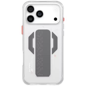   Skinarma Haxa Apple iPhone 17 Pro mágneses tok kitámasztóval, Magsafe kompatibilis, átlátszó