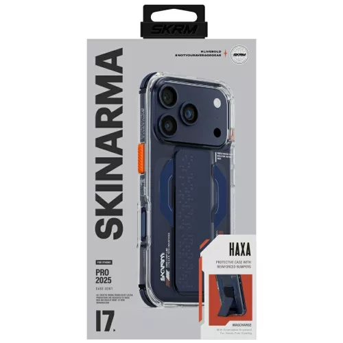 Skinarma Haxa Apple iPhone 17 / 18 Pro Max mágneses tok kitámasztóval, Magsafe kompatibilis, kék