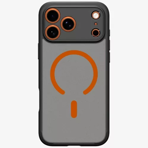Spigen Ultra Hybrid Mag Apple iPhone 17 Pro / 18 Pro tok, MagSafe, Frost Black/Orange, fekete-narancs
