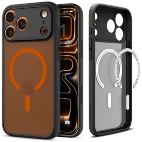   Spigen Ultra Hybrid Mag Apple iPhone 17 Pro Max / 18 Pro Max tok, MagSafe, Frost Black/Orange, fekete-narancs