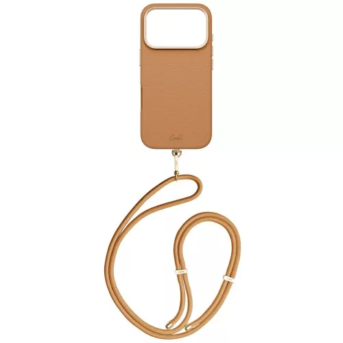 Uniq Coehl Mirelle Apple iPhone 17 Pro Max / 18 Pro Max mágneses tok, MagSafe, crossbody pánttal, barna-arany