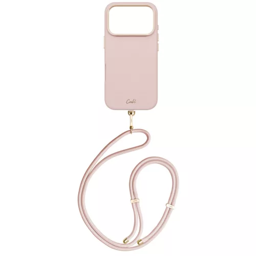 Uniq Coehl Mirelle Apple iPhone 17 Pro / 18 Pro mágneses tok, MagSafe, crossbody pánttal, rózsaszín-arany