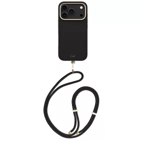   Uniq Coehl Mirelle Apple iPhone 17 Pro Max / 18 Pro Max mágneses tok, MagSafe, crossbody pánttal, fekete-arany