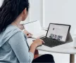 Apple iPad Pro 13 (2024 / 2025), Bluetooth billentyűzetes, mappa tok, Touch Pad, mágneses rögzítés, Wooze Simple Touch, fekete