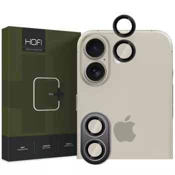  Apple iPhone 16 / 16 Plus, Kamera lencsevédő fólia, ütésálló fólia, Tempered Glass (edzett üveg), alumínium keret, Camring Pro Plus, fekete
