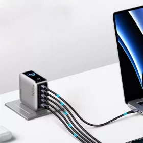   UGREEN X773 100W GaN kijelzős gyorstöltő – 5 port, 4× USB-C + USB-A