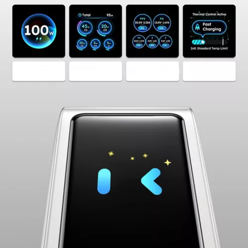 UGREEN X773 100W GaN kijelzős gyorstöltő – 5 port, 4× USB-C + USB-A