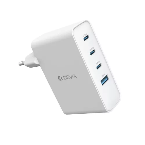 Devia Extreme Speed 100W GaN PD hálózati gyorstöltő adapter – 4 portos (3x USB-C + 1x USB-A) fali töltőfej MacBook, laptop és iPhone készülékekhez