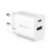Devia Smart hálózati gyorstöltő adapter – Type-C + USB kimenettel, 20W PD + QC támogatással